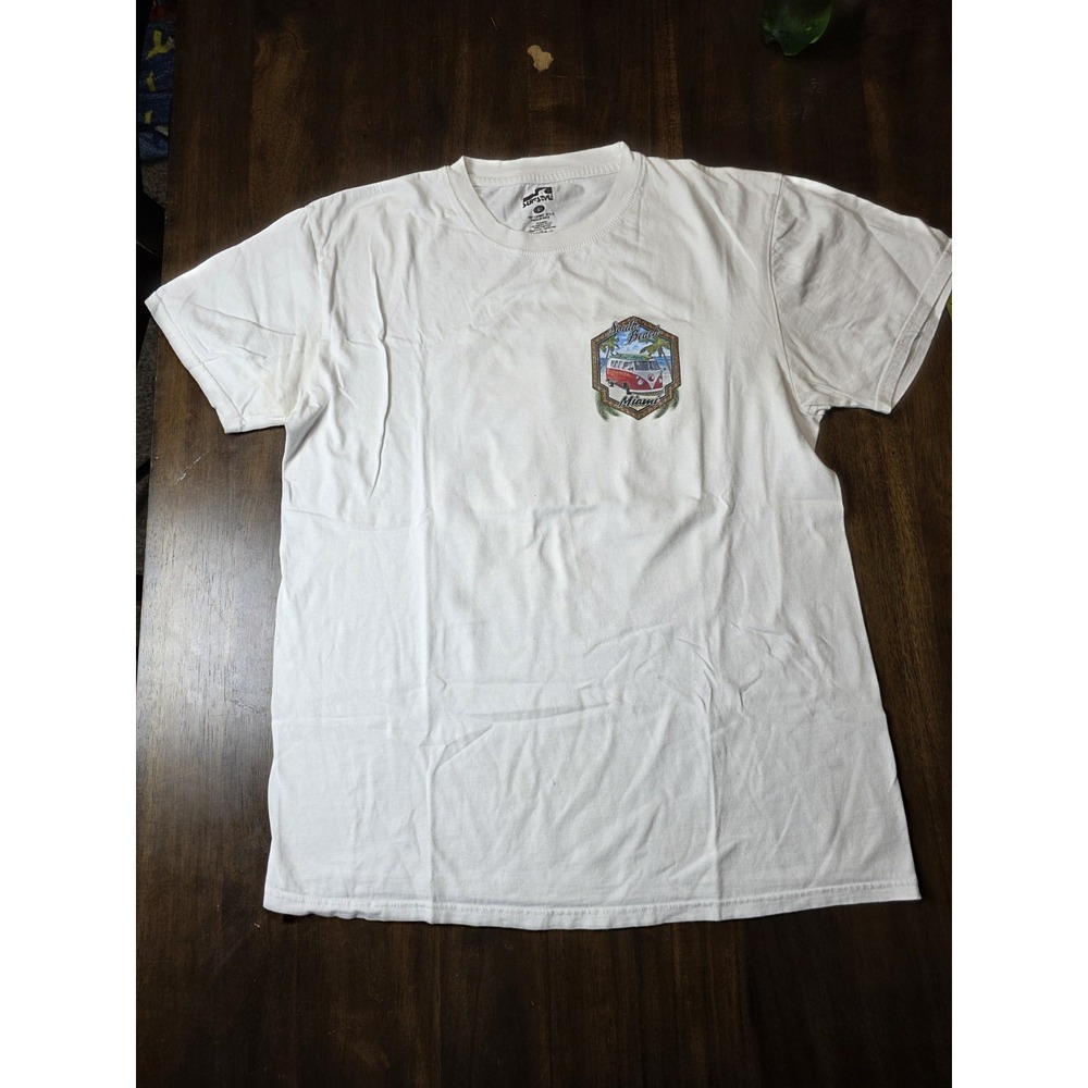 Surf Style South Beach Miami VW Bus Surfboard Graphic T-Shirt Men's Large